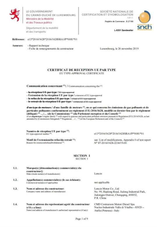 XINGHU POWER MACHINERY certifications