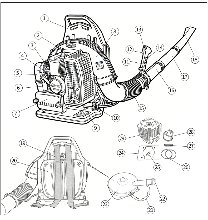 2-Stroke Gasoline Blower Backpack Leaf Blower