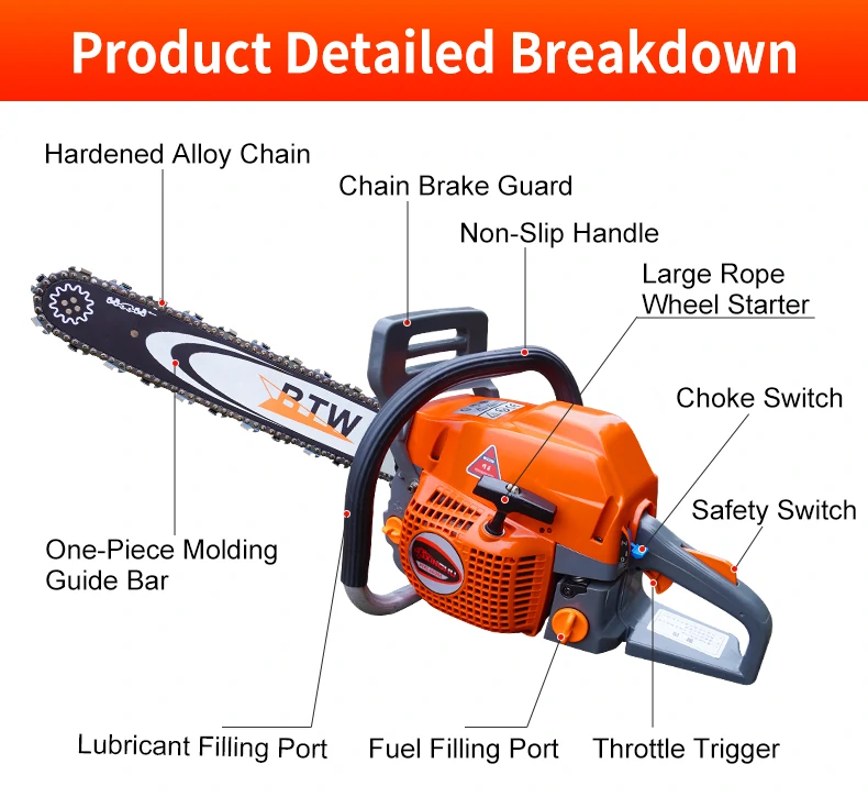 2 stroke gasoline chainsaw